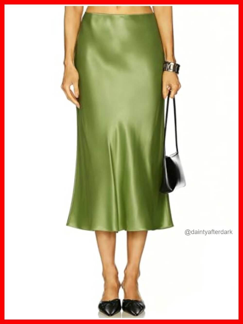 Satin Midi Skirt High Waisted A-Line Flowy Silk Long Skirt